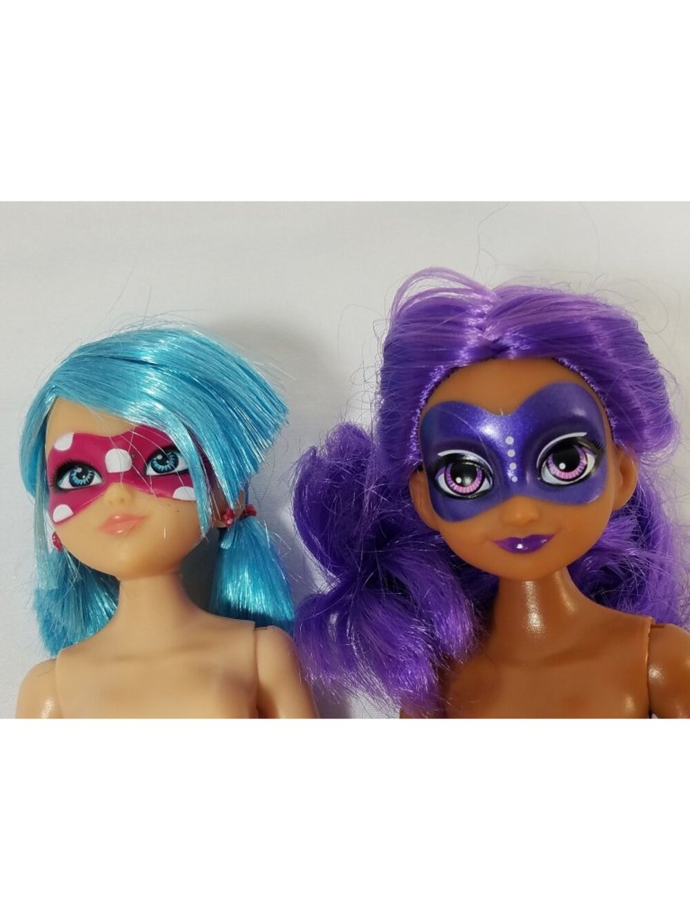 Miraculous Ubiquity & Cosmo Bug Dolls Nude 10.5" Articulated Blue & Purple Hair